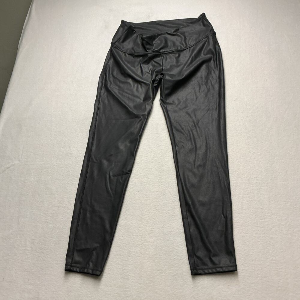 Time and Tru Pants Black Faux Leather Skinny XL 16 18 High Rise Stretch, 4129